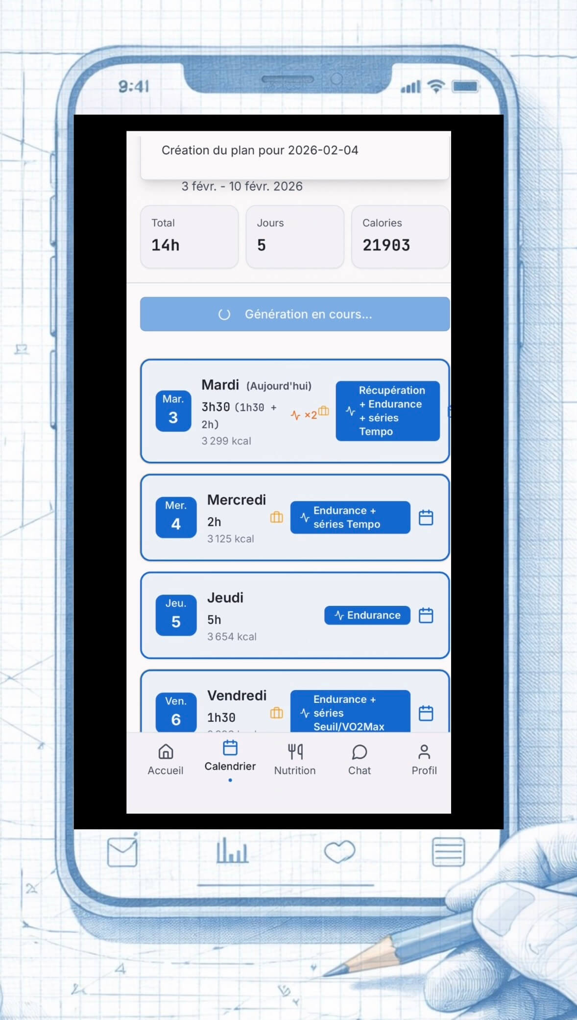 Enregistre ton plan d'entrainement app sport nutrition Ograal