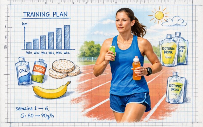 Gut training : plan 6 semaines pour tolérer 90 g/h (marathon & cyclosportive)