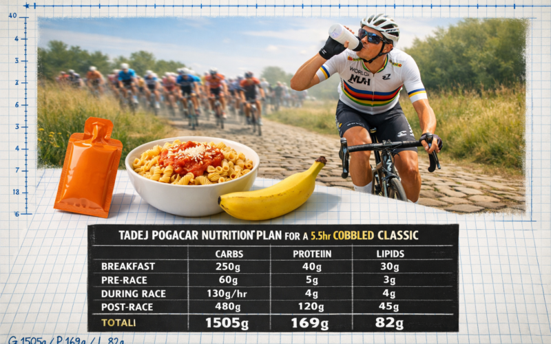 Comment Tadej Pogačar prépare sa semaine avant Paris-Roubaix (glucides, protéines, lipides)