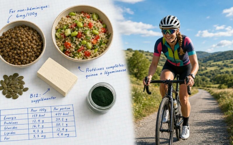 Alimentation végétarienne pour l&rsquo;endurance : marathon, cyclisme, triathlon sans carences